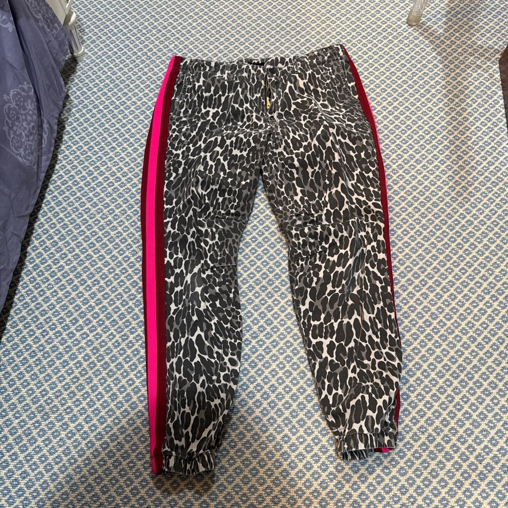 Animal Print Joggers with Red Stripe